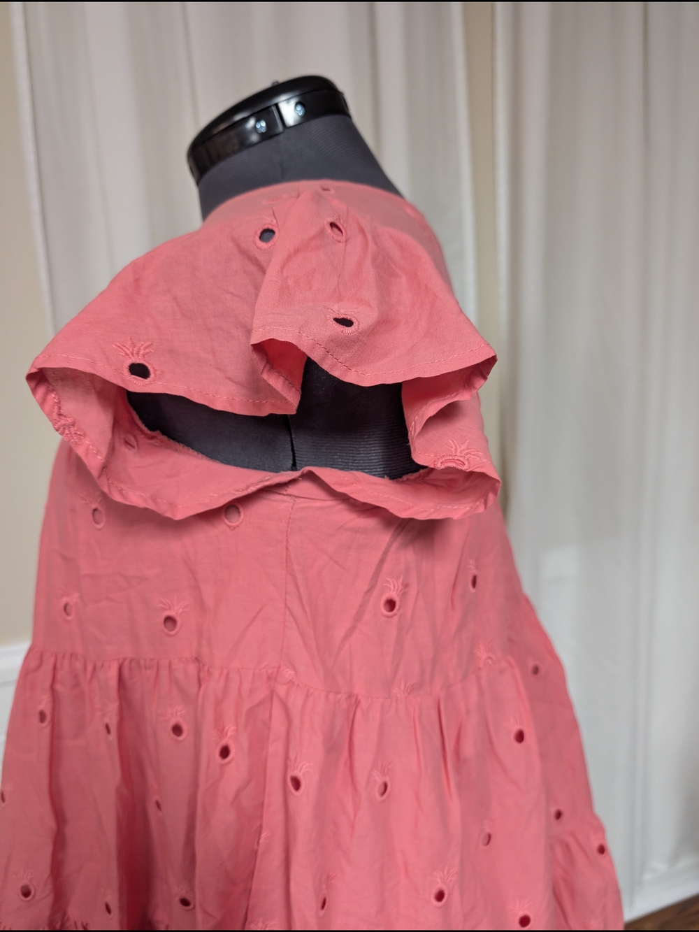 Simply Southern Coral Pink Eyelet Tiered Dress with Flutter Sleeves - Picture 4 of 8